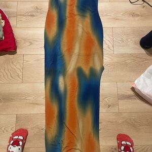 Vibrant Blue and Orange Maxi Dress